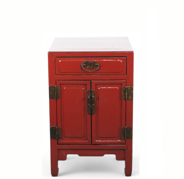 Red Nightstand or Accent table with 1 Drawer and Cabinet