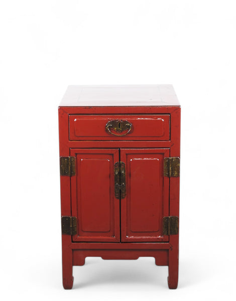 Red Nightstand or Accent table with 1 Drawer and Cabinet