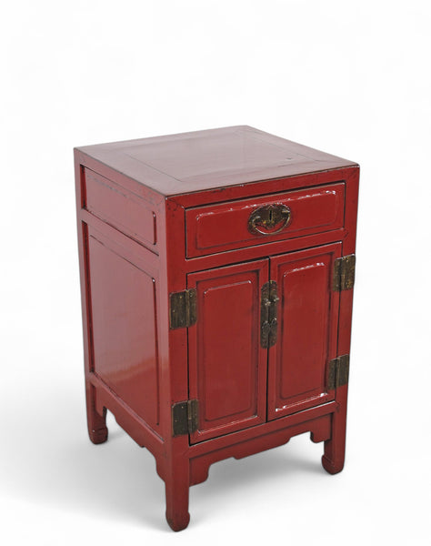 Red Nightstand or Accent table with 1 Drawer and Cabinet