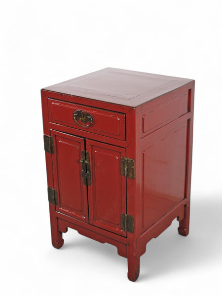 Red Nightstand or Accent table with 1 Drawer and Cabinet