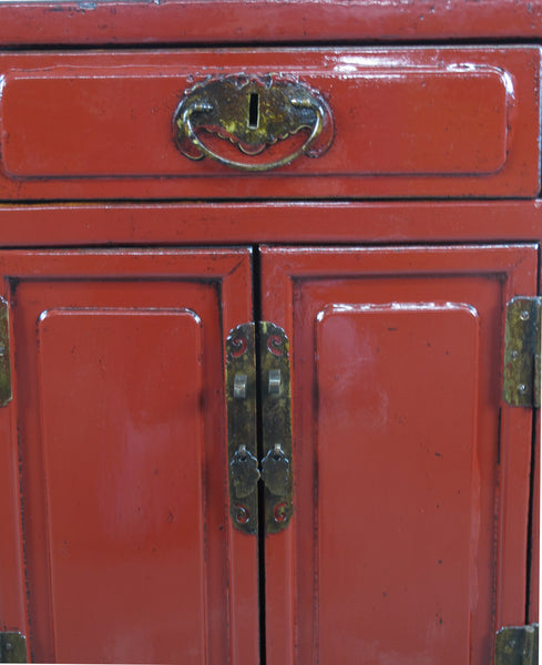 Red Nightstand or Accent table with 1 Drawer and Cabinet