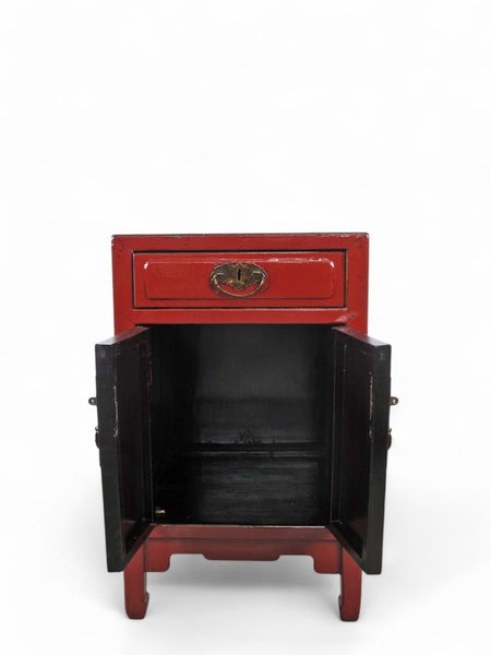 Red Nightstand or Accent table with 1 Drawer and Cabinet