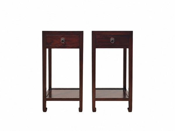 Pair of Asian Elm Accent Tables