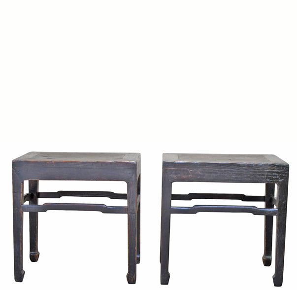 Pair of 19th Century Black Lacquered Side Tables