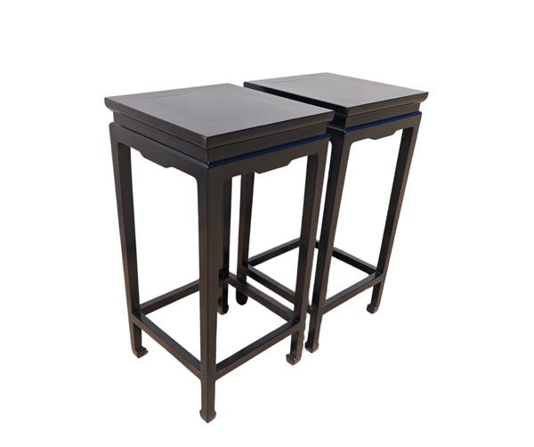 Pair of Elm Wood Side Tables
