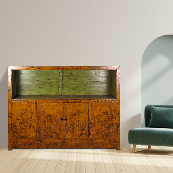 Hand Painted Chinese Antique Display Cabinet – 49 inches tall