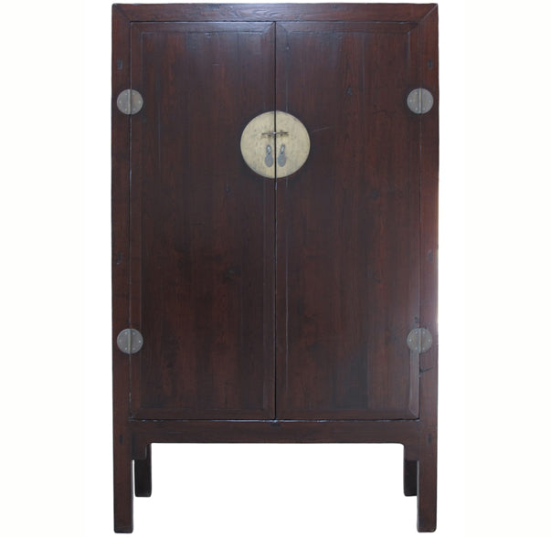 Large 87" Tall Antique Chinese Cabinet w 2 Shelves