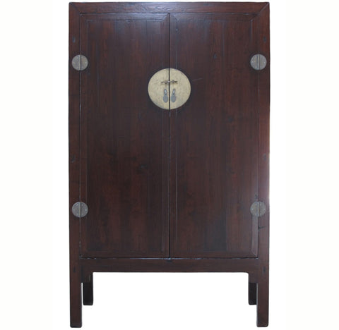 Large 87" Tall Antique Chinese Cabinet w 2 Shelves