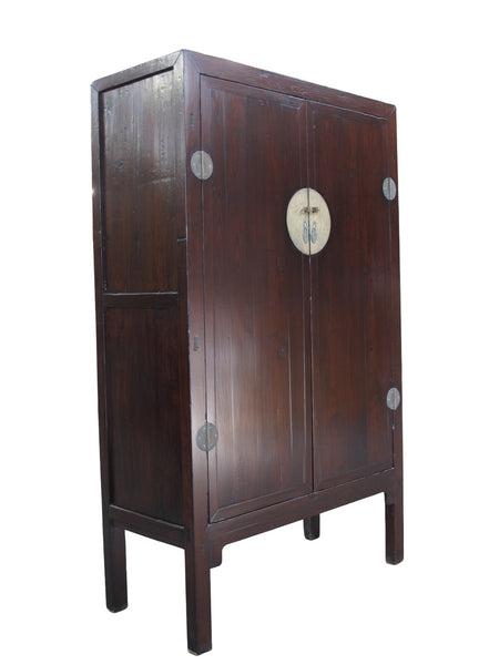 Large 87" Tall Antique Chinese Cabinet w 2 Shelves