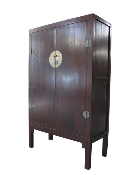 Large 87" Tall Antique Chinese Cabinet w 2 Shelves