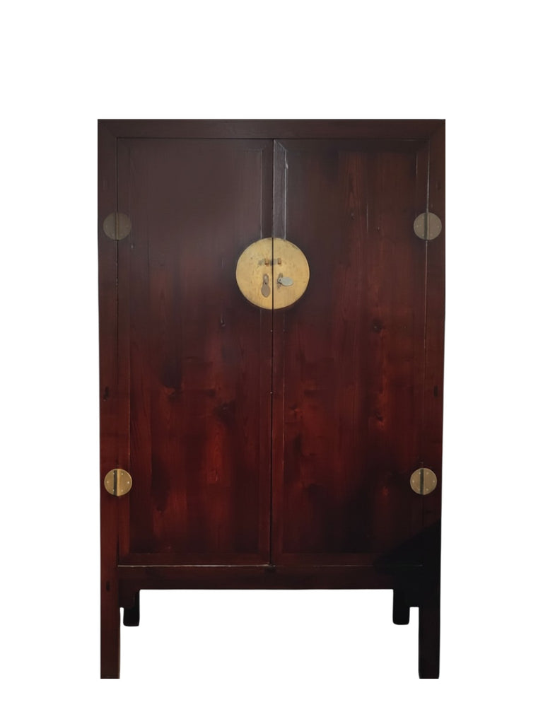 Chinese Tapered Cabinet with Large Brass Hardware