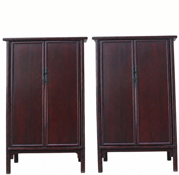 Pair of 83" Tall Large Ming Style Wardrobe Armoire