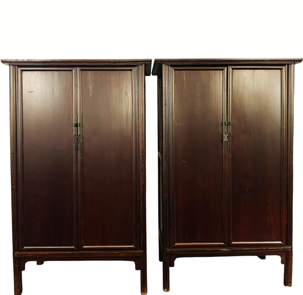 Pair of 83" Tall Large Ming Style Wardrobe Armoire