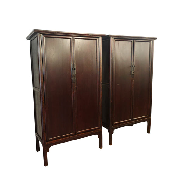 Pair of 83" Tall Large Ming Style Wardrobe Armoire