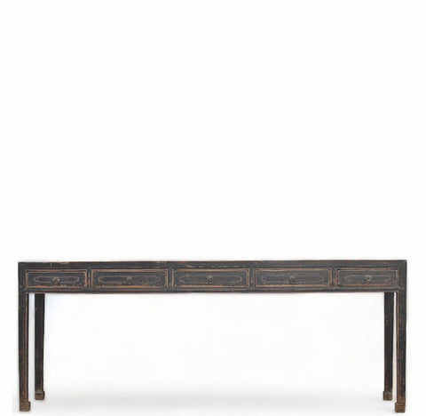 Black 5 Drawers Console Table