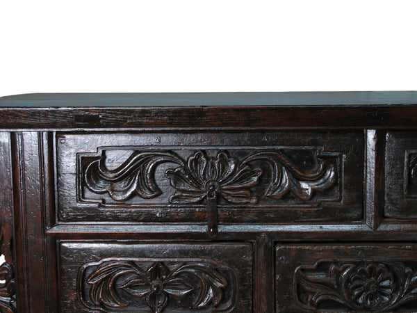 19th Century Hand Carved Drawers Antique Chinese Center Table