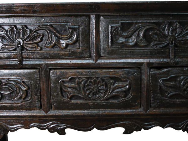 19th Century Hand Carved Drawers Antique Chinese Center Table