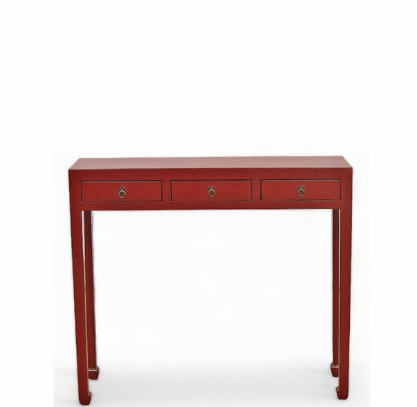 Small Red 3 Drawer Asian Console Table