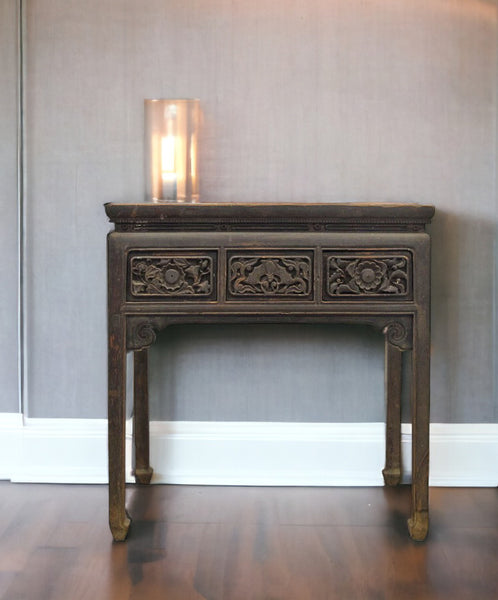 Hand Carved Drawers Entryway Console Table