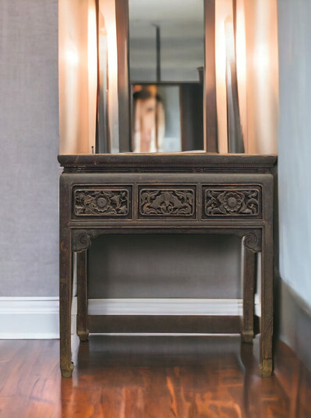 Hand Carved Drawers Entryway Console Table
