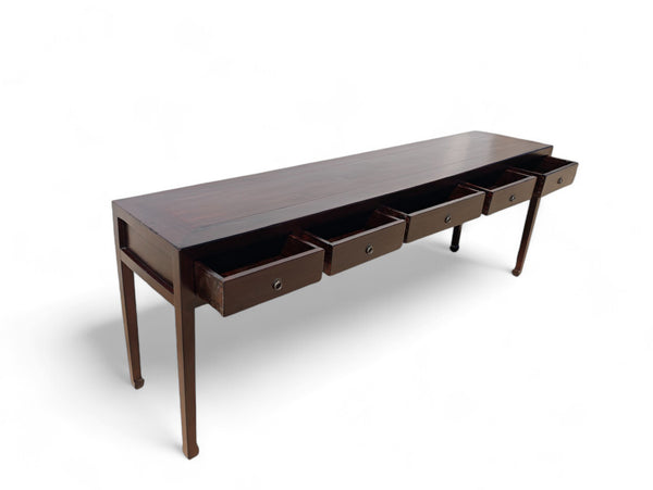 Five Drawers Ming Console Table, 93.7" Inch Long