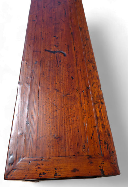 Late 18th Century Seven Drawers Antique Pine Console Table, 108" Inch Long