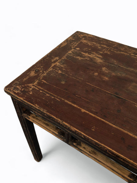 Antique Console or Wine Table with Stretchers, 35;8" Inch Long