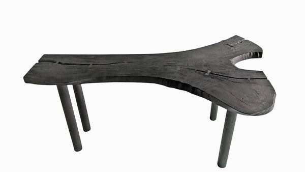 Black One Slab Free Form Living Edge Bar or Console Table