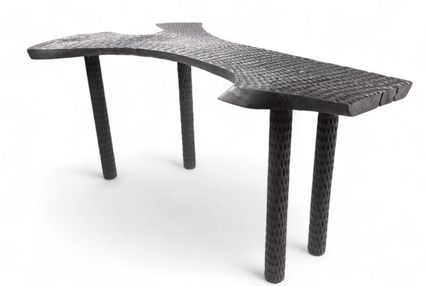 Hand Chiseled Black One Slab Bar or Console Table