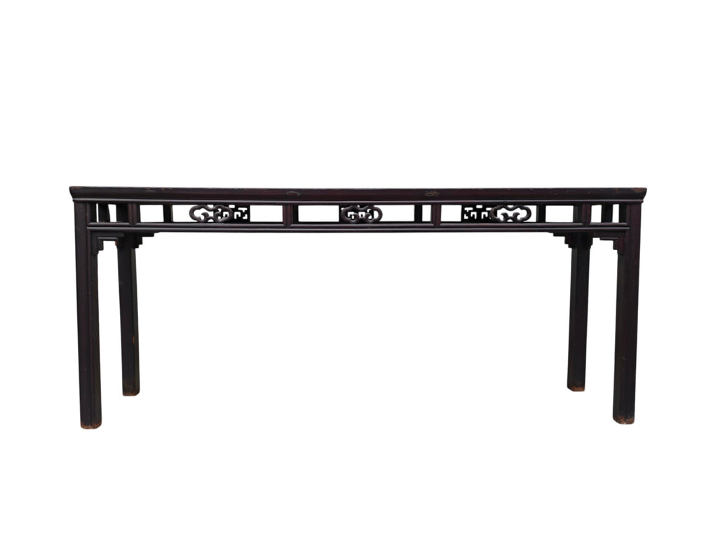 Early 19th Century Chinese Elm Console Table with Openwork Apron