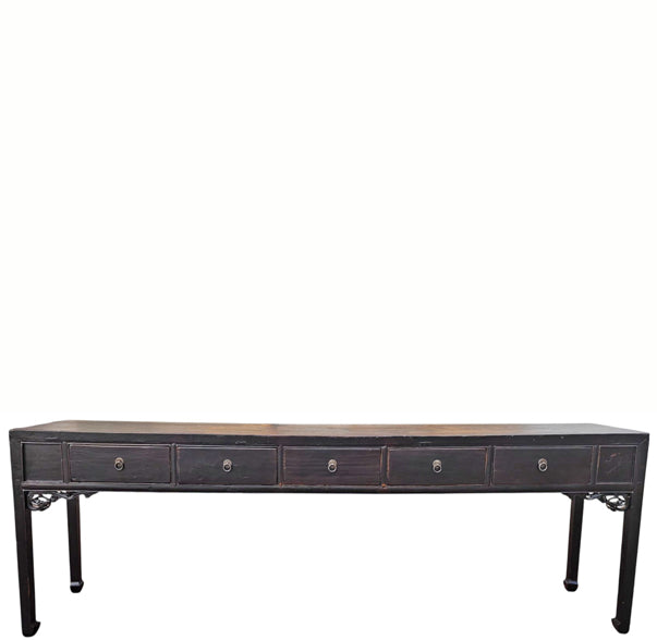 104" Long 5 Drawer Antique Console Table