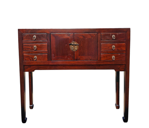 37" Long Reddish Brown Multi-Storage Console Table