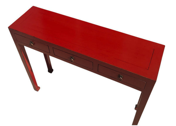Red 3-Drawer 37" Long Console Table