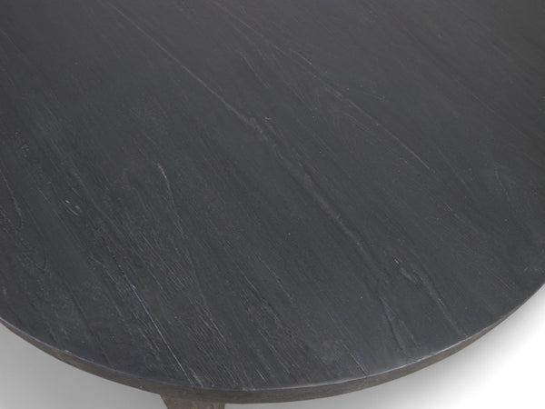 Round Black Modern Teak Coffee Table