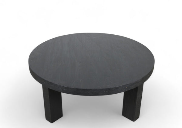 Round Black Modern Teak Coffee Table