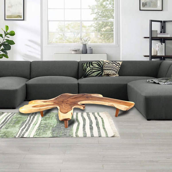 95" Long Free Form One Slab Living Edge Coffee Table 10