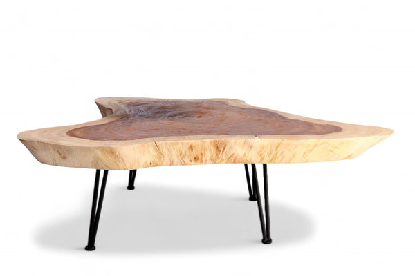 One Slab Living Edge Coffee Table With Black Iron Legs 47