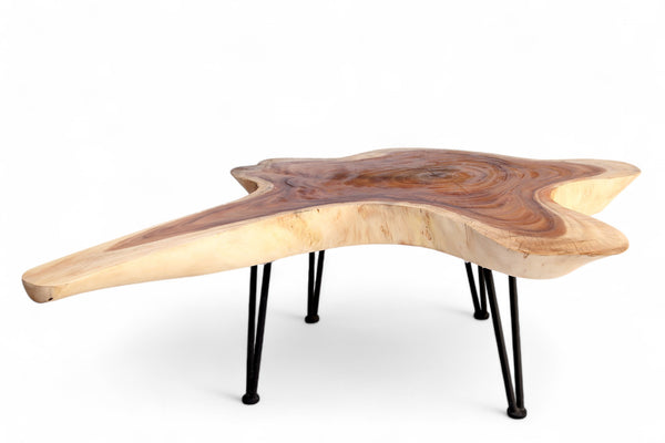 One Slab Living Edge Coffee Table With Black Iron Legs 49