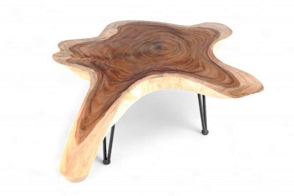 One Slab Living Edge Coffee Table With Black Iron Legs 49