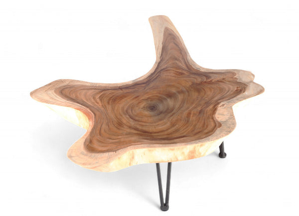 One Slab Living Edge Coffee Table With Black Iron Legs 49