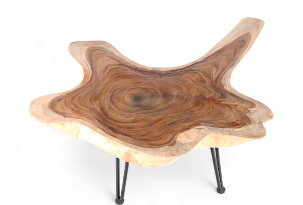 One Slab Living Edge Coffee Table With Black Iron Legs 49