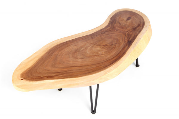 One Slab Living Edge Coffee Table With Black Iron Legs 51