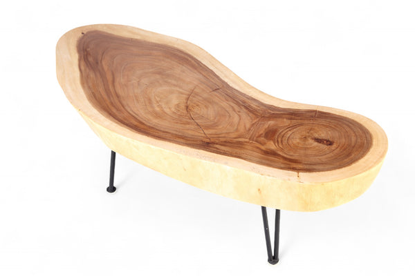 One Slab Living Edge Coffee Table With Black Iron Legs 51