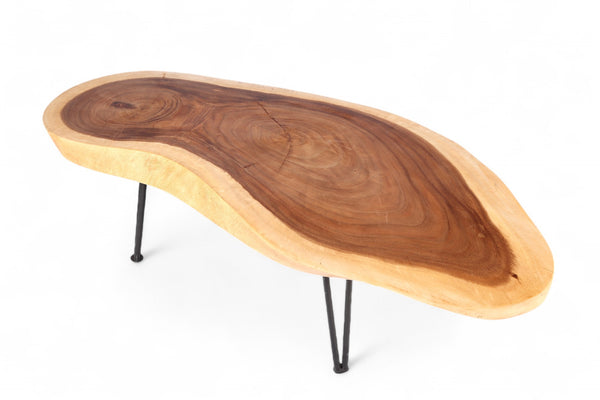 One Slab Living Edge Coffee Table With Black Iron Legs 51