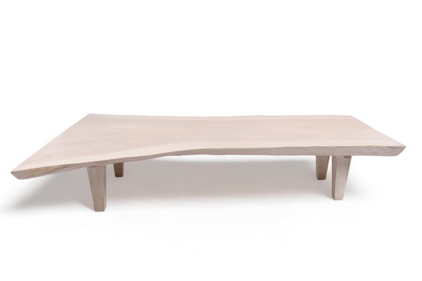 Modern 79" Inch White One Slab Living Edge Coffee Table 1