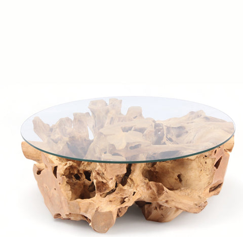 Round Organic Sculptured Teak Root Based Coffee Table 18
