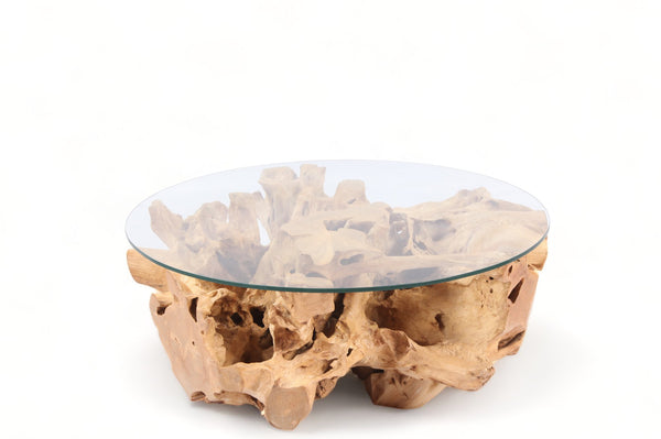 Round Organic Sculptured Teak Root Based Coffee Table 18