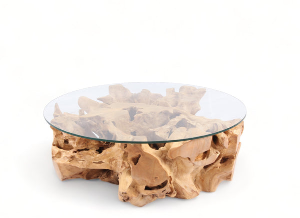 Round Organic Sculptured Teak Root Based Coffee Table 18