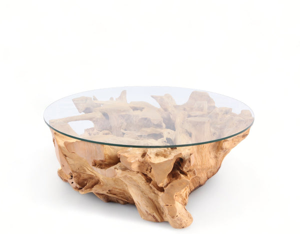 Round Organic Sculptured Teak Root Based Coffee Table 18