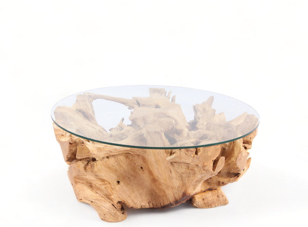 Round Organic Sculptured Teak Root Based Coffee Table 18